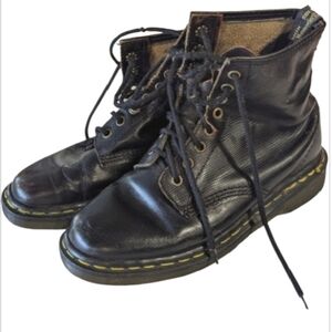 Vintage 90s Dr. Martens 6 Combat Boots Oxblood Burgundy Punk Distressed Lace Up